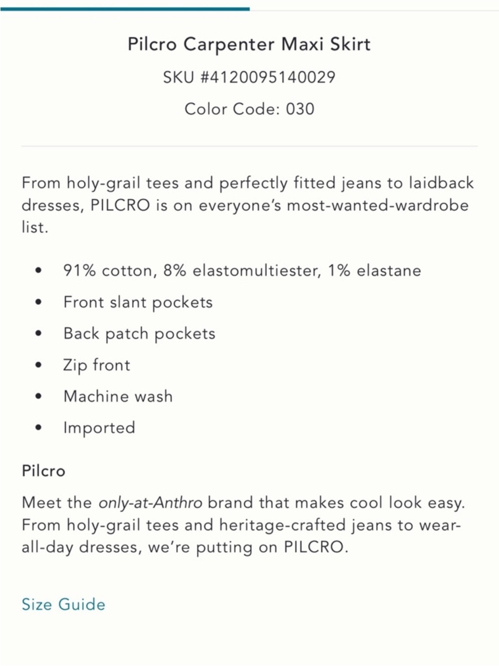 Anthr Pilcro Forest Green Carpenter Skirt Front Slit and Contrast Stitching - Picture 7 of 15